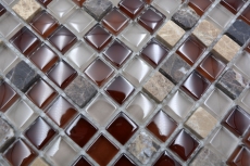 Piastrella di mosaico dipinta a mano Backsplash di piastrelle Marrone traslucido Mosaico di vetro Pietra di cristallo marrone BAGNO WC Cucina Muro MOS92-1304_m