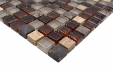Piastrella di mosaico dipinta a mano Backsplash di piastrelle Marrone traslucido Mosaico di vetro Pietra di cristallo marrone BAGNO WC Cucina Muro MOS92-1304_m