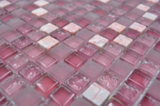 Piastrella di mosaico dipinta a mano Mosaico di vetro rosa traslucido Pietra di cristallo rosa BAGNO WC Cucina MOS92-1002_m