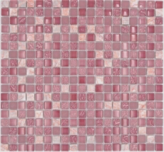 Piastrella di mosaico dipinta a mano Mosaico di vetro rosa traslucido Pietra di cristallo rosa BAGNO WC Cucina MOS92-1002_m