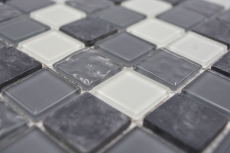 Piastrella di mosaico dipinta a mano Grigio traslucido Mosaico di vetro Pietra di cristallo grigio MOS62-0207-GN_m