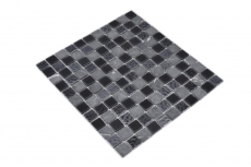 Piastrella di mosaico dipinta a mano Backsplash di piastrelle Traslucido grigio nero Mosaico di vetro Pietra di cristallo grigio nero MOS62-0302-GN_m