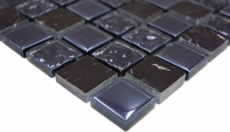 Piastrella di mosaico dipinta a mano Grigio traslucido nero Mosaico di vetro Pietra di cristallo grigio nero MOS82-0208_m