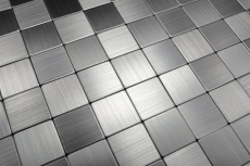 Campione a mano di mosaico Piastrella backsplash autoadesiva alluminio argento metallo MOS200-22M25_m