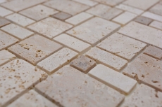 Campione a mano di mosaico Piastrella backsplash autoadesiva travertino pietra naturale beige combinazione travertino beige MOS200-4CM14_m