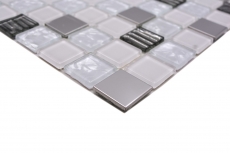 Piastrella del mosaico del modello della mano Specchio della piastrella autoadesivo Acciaio inossidabile traslucido bianco Mosaico di vetro Acciaio di cristallo bianco Vetro MOS200-4CM24_m