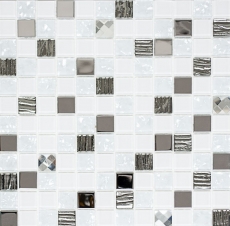 Piastrella del mosaico del modello della mano Specchio della piastrella autoadesivo Acciaio inossidabile traslucido bianco Mosaico di vetro Acciaio di cristallo bianco Vetro MOS200-4CM24_m