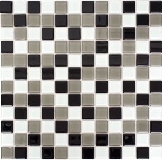 Piastrella di mosaico dipinta a mano Rivestimento autoadesivo Traslucido marrone bianco nero Mosaico di vetro Cristallo marrone bianco nero MOS200-4CM30_m