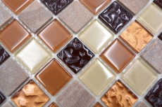 Campione a mano di mosaico Piastrella autoadesiva Pietra traslucida beige marrone Mosaico di vetro Pietra di cristallo beige marrone MOS200-4M372_m
