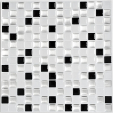 Disegno a mano mosaico piastrelle backsplash vinile autoadesivo vinile foil vinile argento nero bianco vinile quadrati nero e bianco acciai 4 pack MOSVinyl-24082_m