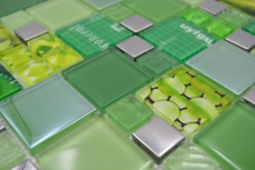 Mano modello trasparente cristallo mosaico vetro mosaico argento verde parete piastrelle backsplash cucina doccia bagno MOS88-0517_m
