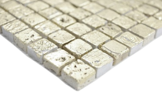 Mosaico di pietra dipinto a mano in resina oro piastrelle da parete backsplash cucina bagno MOS88-0707_m