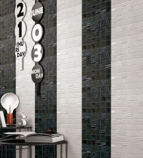 Mosaico ceramico dipinto a mano Kanaan nero mosaico piastrelle muro backsplash cucina bagno MOS14-0003_m