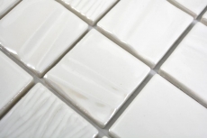 Mosaico ceramico dipinto a mano Kanaan white plain mosaic tile wall backsplash kitchen bathroom MOS14-0111_m