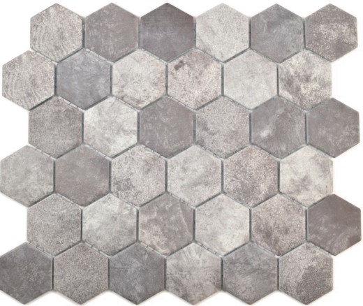 Mosaico ceramico dipinto a mano esagono cemento grigio scuro piastrelle mosaico muro backsplash cucina bagno MOS11H-0026_m