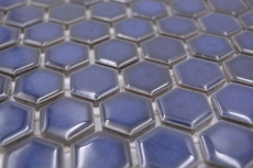 Mano modello mosaico ceramico esagono blu cobalto lucido mosaico piastrelle parete backsplash cucina bagno MOS11H-0444_m