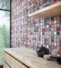 Mosaico a mano in ceramica vintage retro used look mosaico piastrelle muro backsplash cucina bagno MOS24-1234_m
