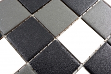 Piastrella di mosaico dipinta a mano SICUREZZA SCORREVOLE nero bianco grigio metallo MOS14-2213-R10_m