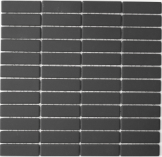 Piastrella di mosaico a mano in ceramica aste nere non smaltate piatto doccia piastrella per pavimento MOS24B-0310-R10_m