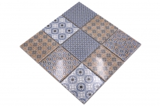 Retro vintage mosaico backsplash cucina bianco blu arancione grigio MOS22B-1404_f | 10 mosaico tappetini