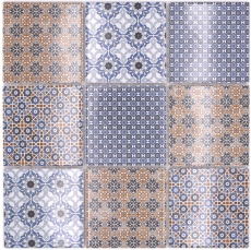 Retro vintage mosaico backsplash cucina bianco blu arancione grigio MOS22B-1404_f | 10 mosaico tappetini