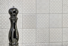 Retro vintage mosaico piastrelle backsplash cucina muro bianco Geo White MOS22B-1401_f | 10 mosaico tappetini