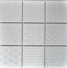 Retro vintage mosaico piastrelle backsplash cucina muro bianco Spirito bianco MOS22B-0104_f | 10 mosaico tappetini