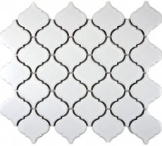 Piastrelle di mosaico vintage in ceramica fiorentina bianco opaco MOS13-11WM_f | 10 tappetini di mosaico