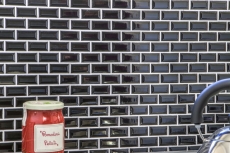 Mini Metro Subway mosaico piastrelle ceramica nera backsplash cucina MOS26-0302_f | 10 tappetini mosaico