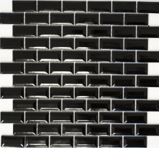 Mini Metro Subway mosaico piastrelle ceramica nera backsplash cucina MOS26-0302_f | 10 tappetini mosaico