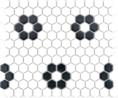 Piastrelle mosaico ceramica esagono nero bianco opaco backsplash cucina MOS11A-0103_f | 10 tappetini mosaico