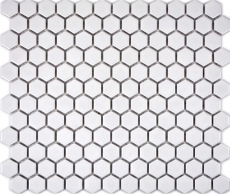 Piastrelle mosaico ceramica esagono bianco lucido backsplash cucina MOS11A-0102_f | 10 tappetini mosaico
