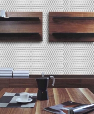 Piastrelle mosaico ceramica esagono bianco lucido backsplash cucina MOS11A-0102_f | 10 tappetini mosaico