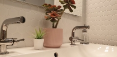 Piastrelle mosaico ceramica esagono bianco opaco rivestimento bagno MOS11B-0111_f | 10 tappetini mosaico