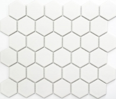 Piastrelle mosaico ceramica esagono bianco opaco rivestimento bagno MOS11B-0111_f | 10 tappetini mosaico