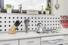 Piastrelle di mosaico in ceramica ottagonale bianco opaco nero lucido backsplash MOSOcta-190_f | 10 tappetini di mosaico