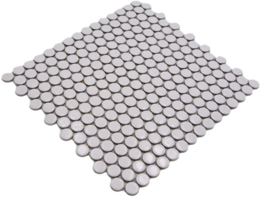 Pulsante mosaico LOOP mosaico rotondo bianco lucido parete cucina doccia BAD MOS10-0102_f | 10 tappetini mosaico