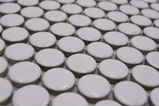 Pulsante mosaico LOOP mosaico rotondo bianco lucido parete cucina doccia BAD MOS10-0102_f | 10 tappetini mosaico