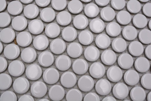 Pulsante mosaico LOOP mosaico rotondo bianco lucido parete cucina doccia BAD MOS10-0102_f | 10 tappetini mosaico