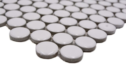 Pulsante mosaico LOOP mosaico rotondo bianco lucido parete cucina doccia BAD MOS10-0102_f | 10 tappetini mosaico