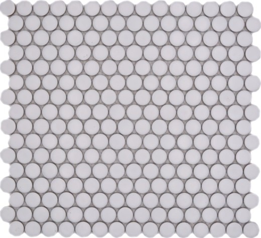 Pulsante mosaico LOOP mosaico rotondo bianco opaco parete cucina doccia BAD MOS10-0111_f | 10 tappetini mosaico