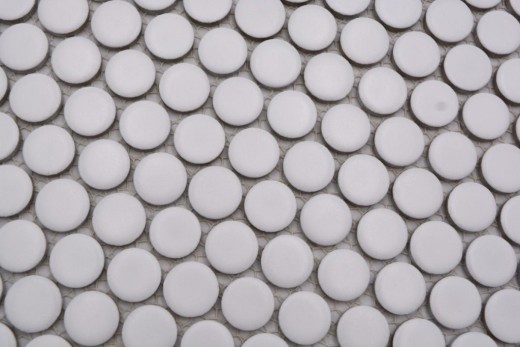 Pulsante mosaico LOOP mosaico rotondo bianco opaco parete cucina doccia BAD MOS10-0111_f | 10 tappetini mosaico