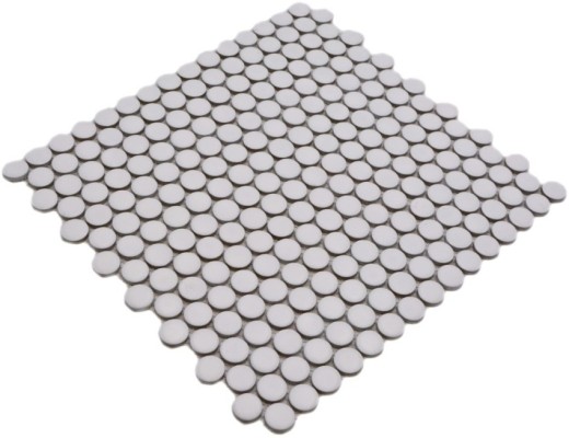 Pulsante mosaico LOOP mosaico rotondo bianco opaco parete cucina doccia BAD MOS10-0111_f | 10 tappetini mosaico