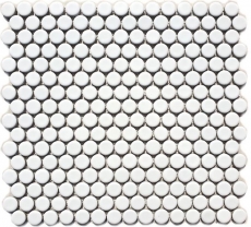 Pulsante mosaico LOOP mosaico rotondo bianco opaco parete cucina doccia BAD MOS10-0111_f | 10 tappetini mosaico
