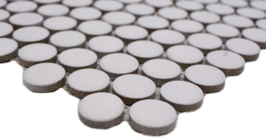 Pulsante mosaico LOOP mosaico rotondo bianco opaco parete cucina doccia BAD MOS10-0111_f | 10 tappetini mosaico