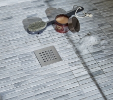 Piastrella a mosaico in ceramica tondini effetto pietra grigio piastrella da parete bagno MOS24-STSO23_f | 10 tappetini a mosaico