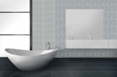Mosaico in ceramica a spina di pesce effetto pietra grigio MOS24-SO32_f | 10 tappetini a mosaico