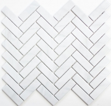 Mosaico ceramico a spina di pesce effetto pietra bianco backsplash cucina MOS24-SO10_f | 10 tappetini a mosaico