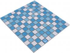 Mosaico piscina piastrella ceramica blu bianco lucido cucina splashback MOS18-0407_f