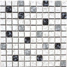 Piastrella di mosaico Mosaico ceramico bianco nero grigio strutturato pavimento Bagno MOS18-0307_f